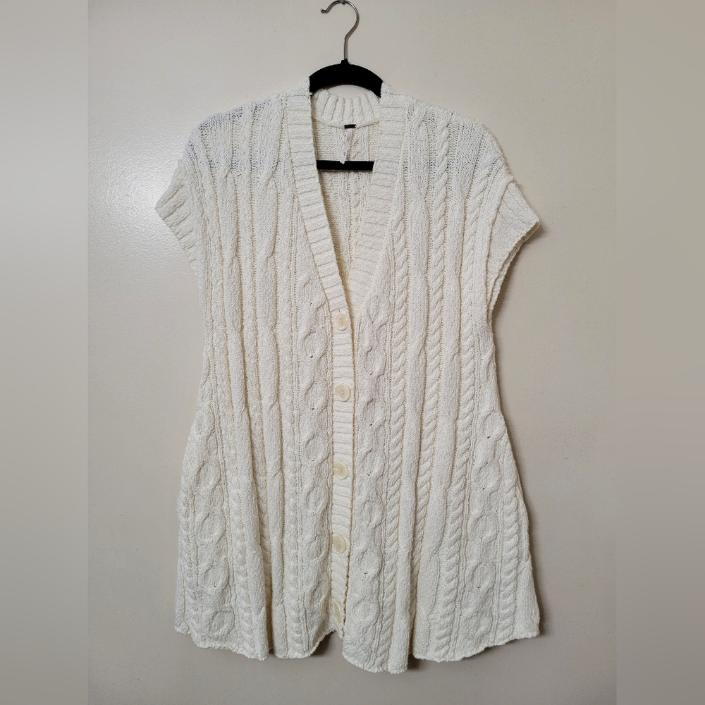 Free People 'Swingin' Swing' Knit Cream Cottagecore Cardigan Dress